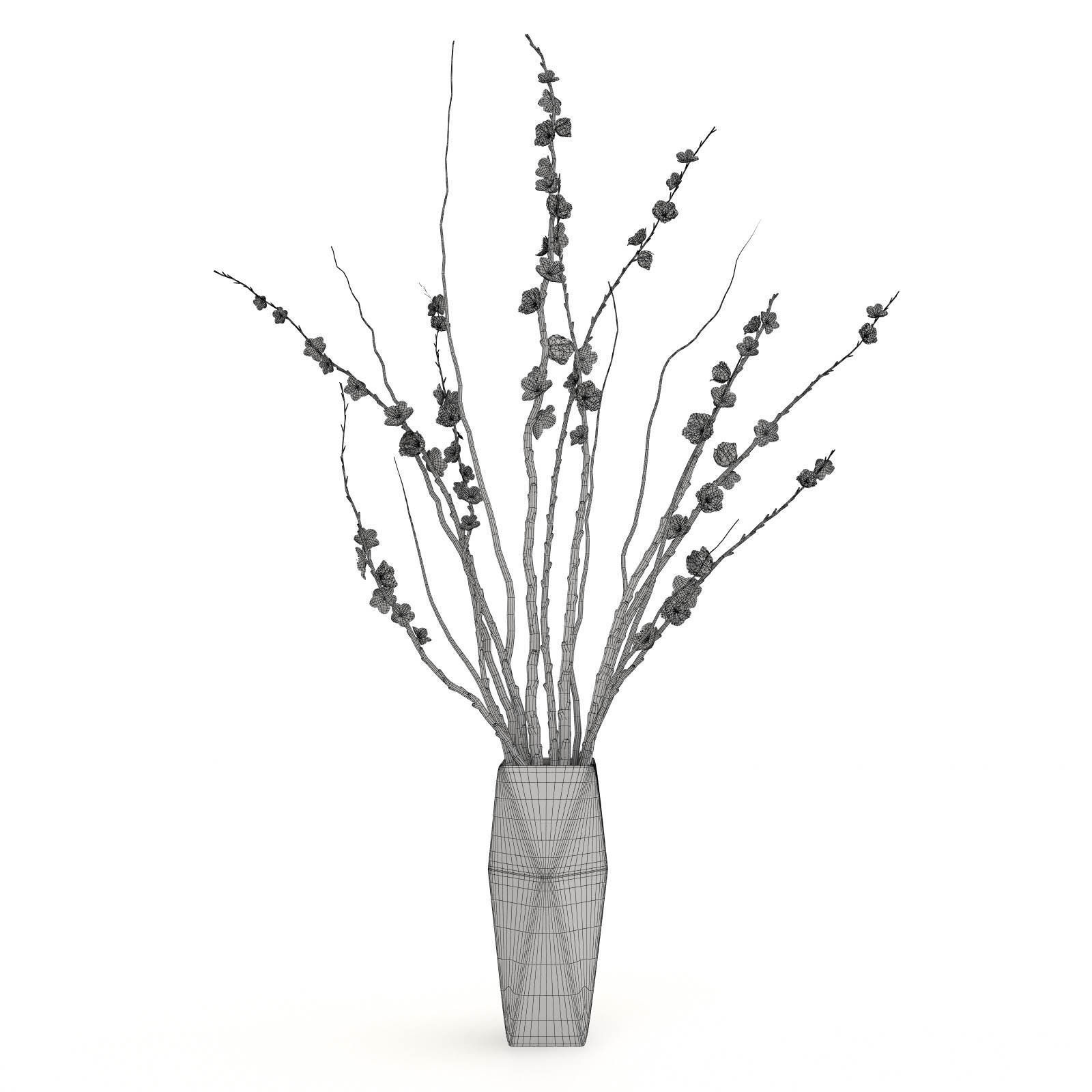 Sakura in a vase 3D model_5