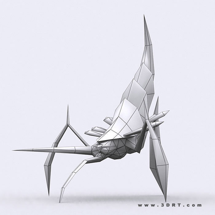 3DRT - Insectoid Monster Boss Low-poly 3D model_4
