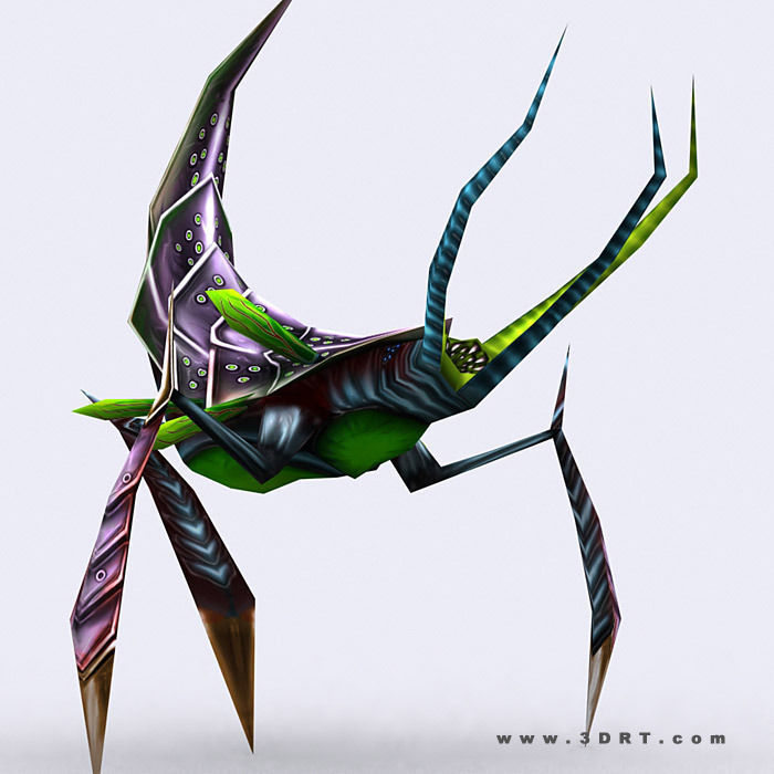 3DRT - Insectoid Monster Boss Low-poly 3D model_1
