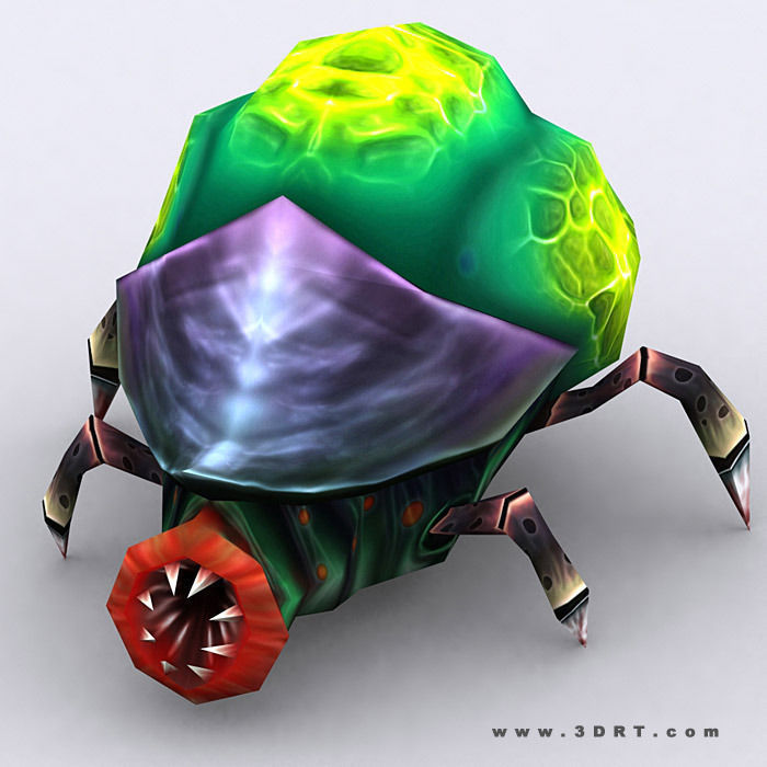 3DRT - Insectoid Monster Tick Low-poly 3D model_2