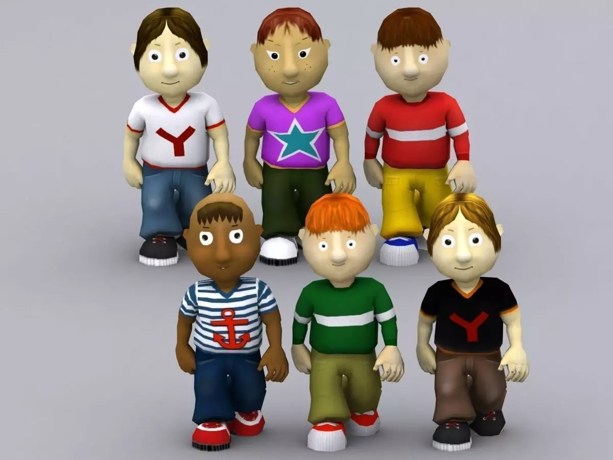3DRT - Toonworld Characters Boys Low-poly 3D model_0