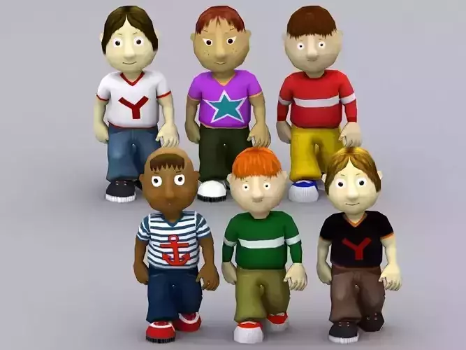 3DRT - Toonworld Characters Boys Low-poly 3D model