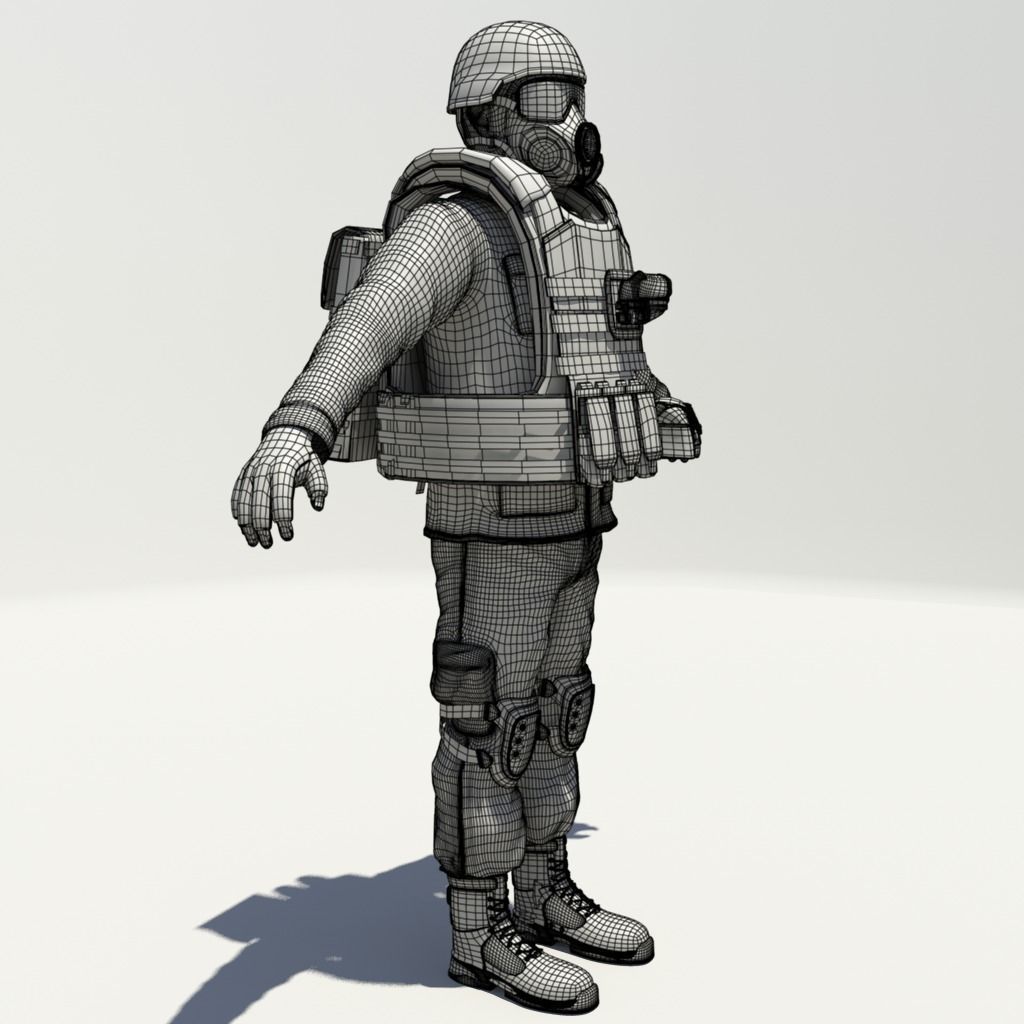 Rigged Counter Terrorism Low-poly 3D model_8