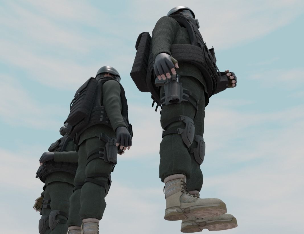 Rigged Counter Terrorism Low-poly 3D model_1