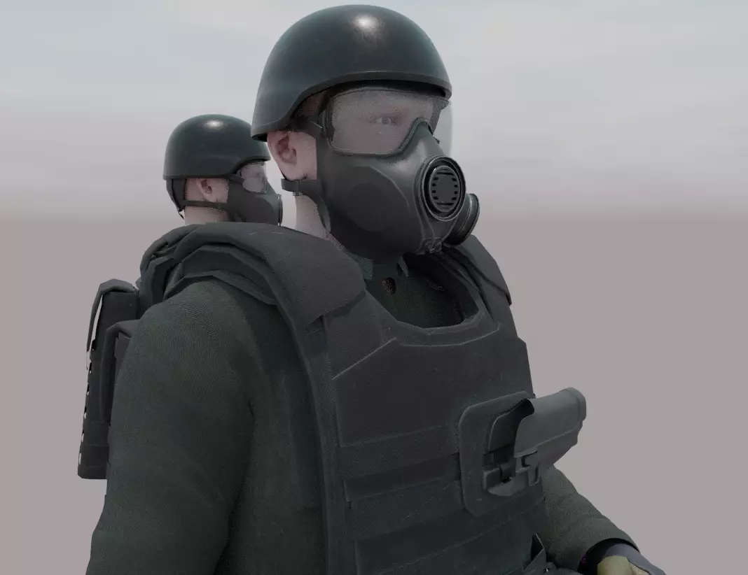 Rigged Counter Terrorism Low-poly 3D model_0