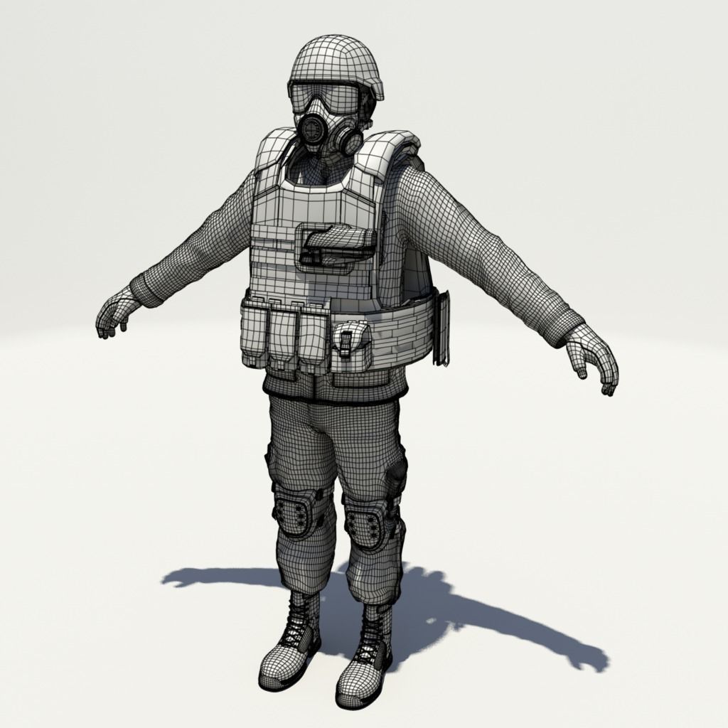 Rigged Counter Terrorism Low-poly 3D model_6