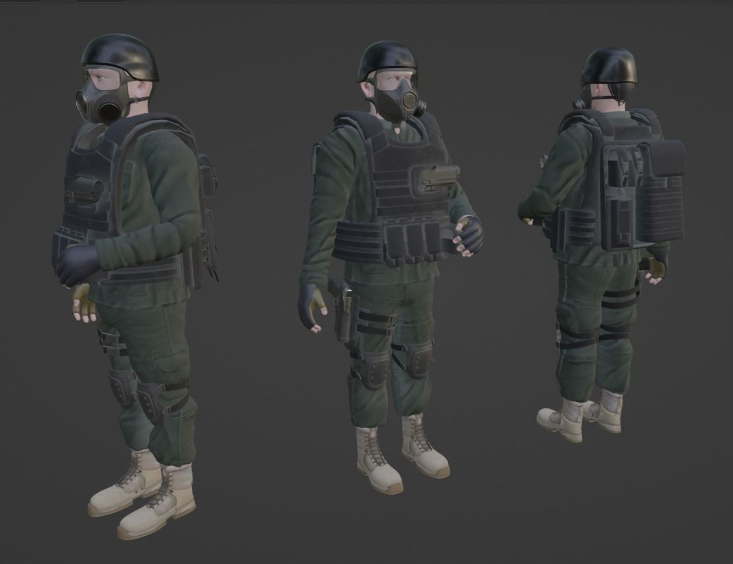 Rigged Counter Terrorism Low-poly 3D model_3