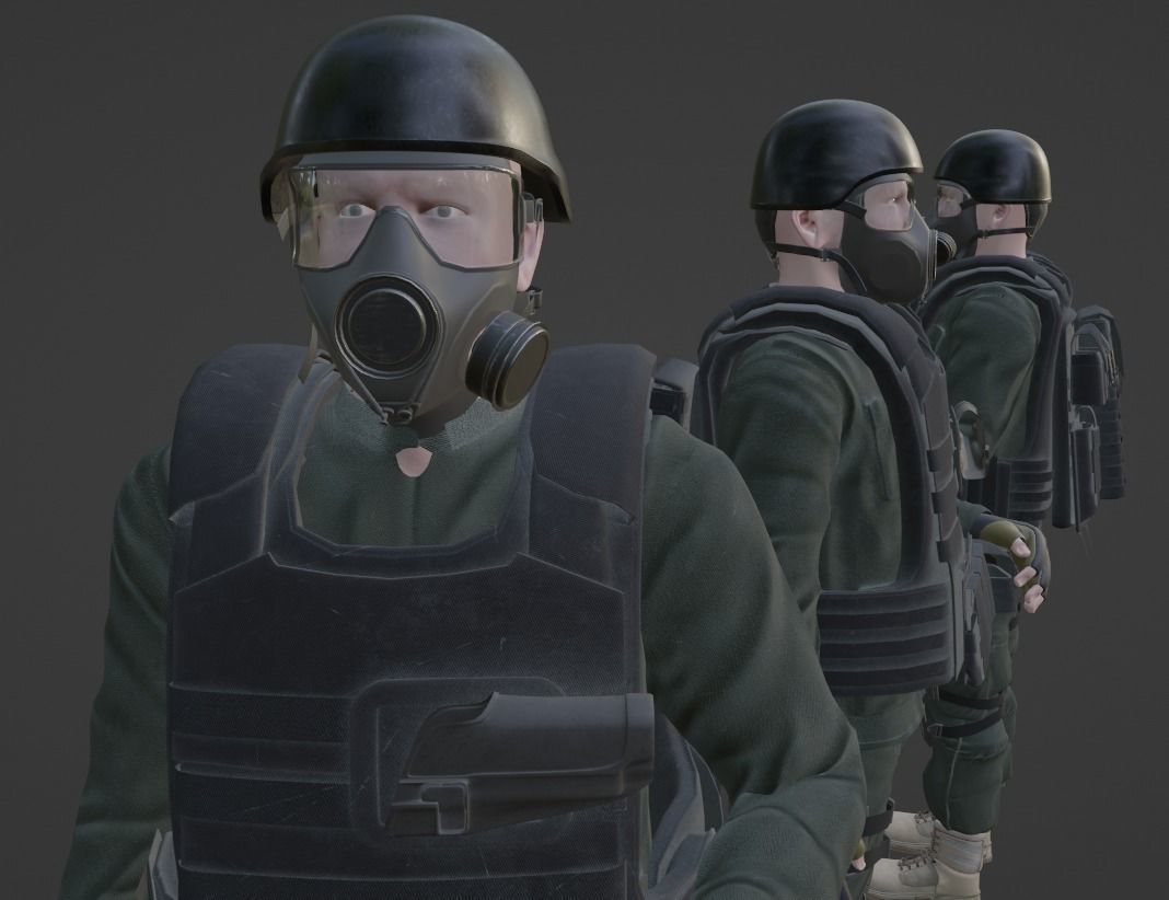 Rigged Counter Terrorism Low-poly 3D model_4