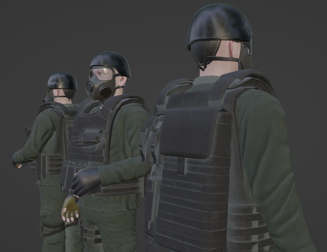 Rigged Counter Terrorism Low-poly 3D model_5