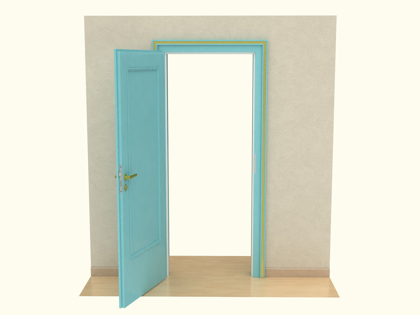 Door set with frame 3D model_65