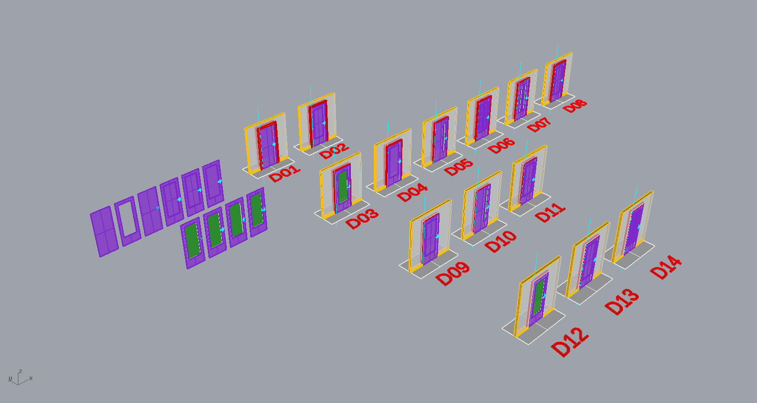 Door set with frame 3D model_1