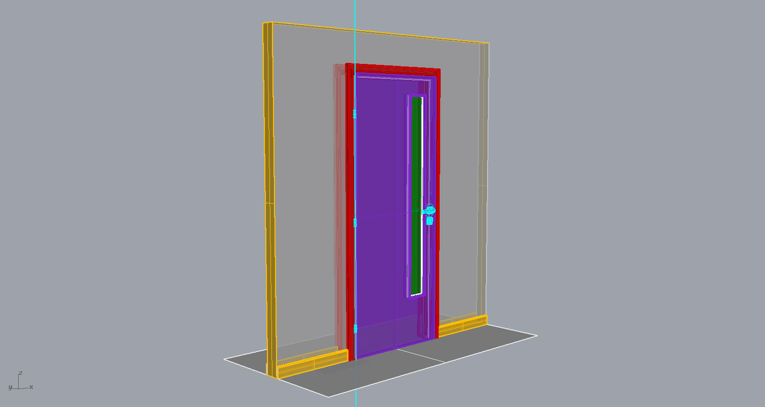 Door set with frame 3D model_67