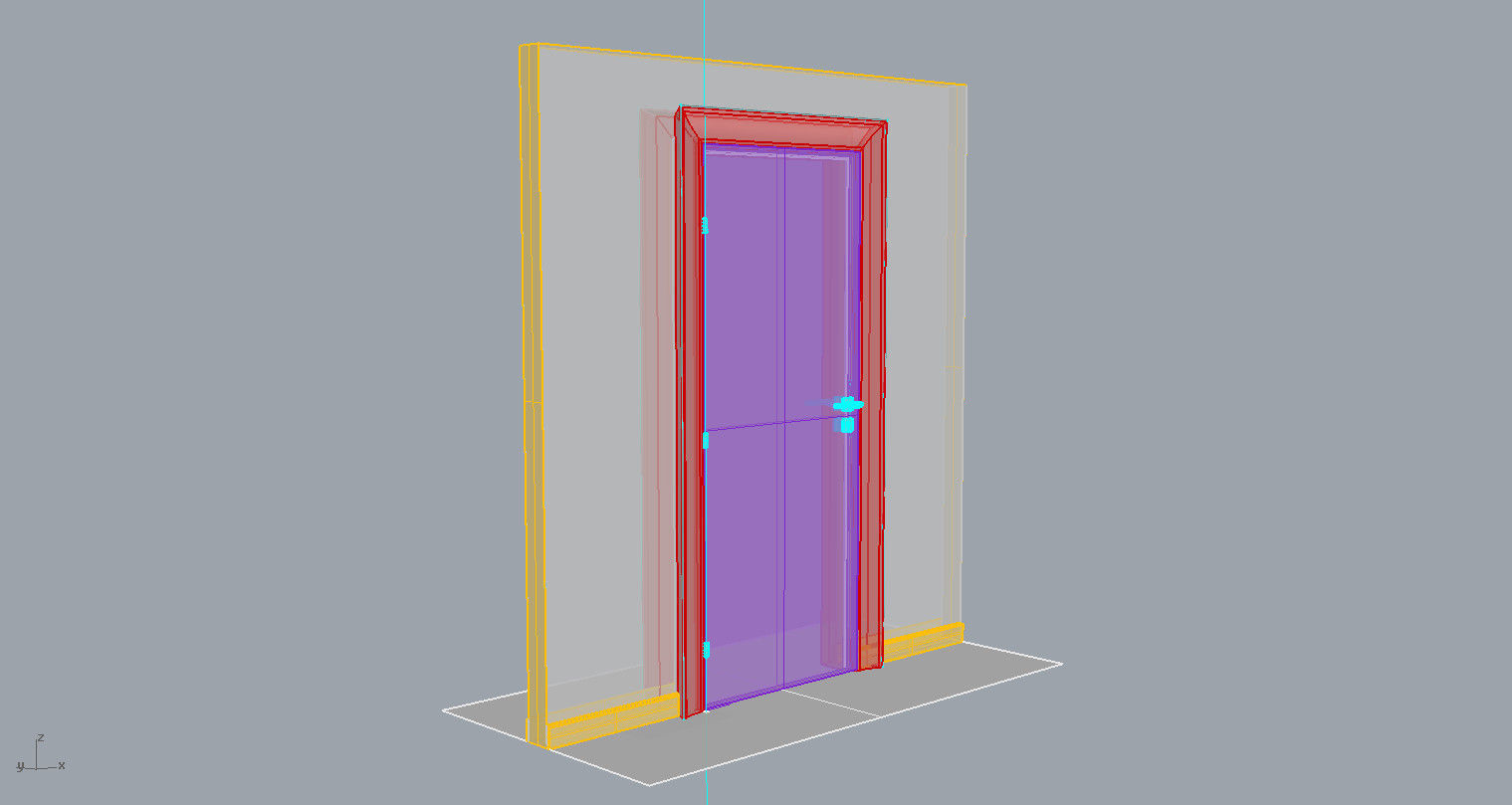 Door set with frame 3D model_3