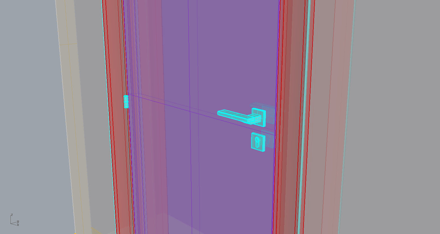 Door set with frame 3D model_6