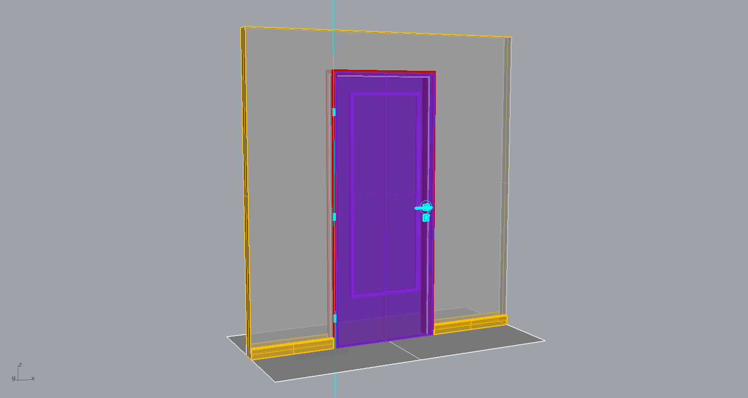 Door set with frame 3D model_97