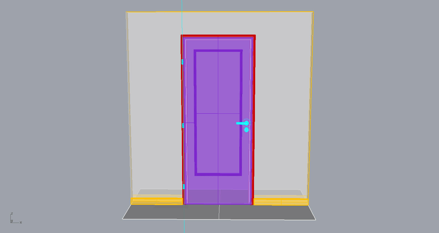 Door set with frame 3D model_66