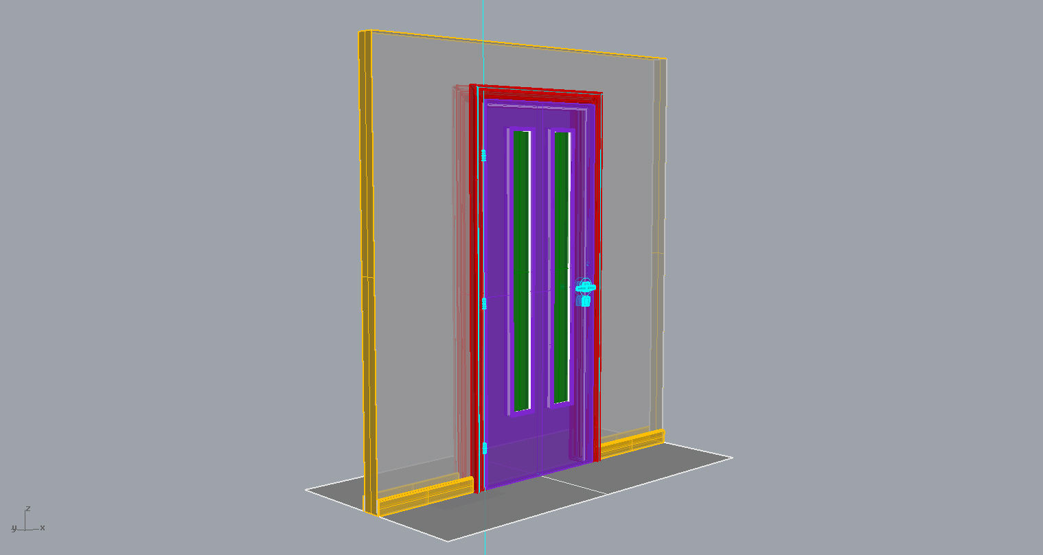 Door set with frame 3D model_12