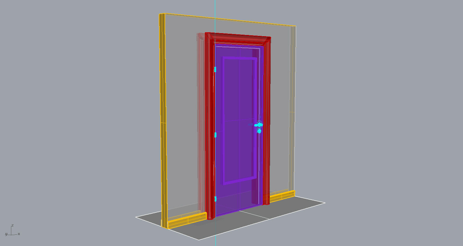 Door set with frame 3D model_13