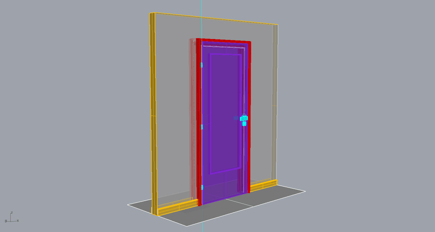 Door set with frame 3D model_104