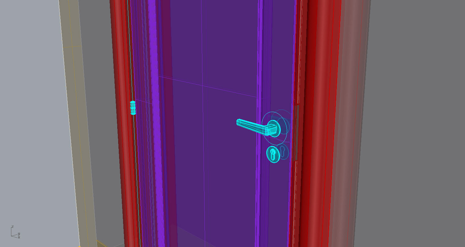 Door set with frame 3D model_90