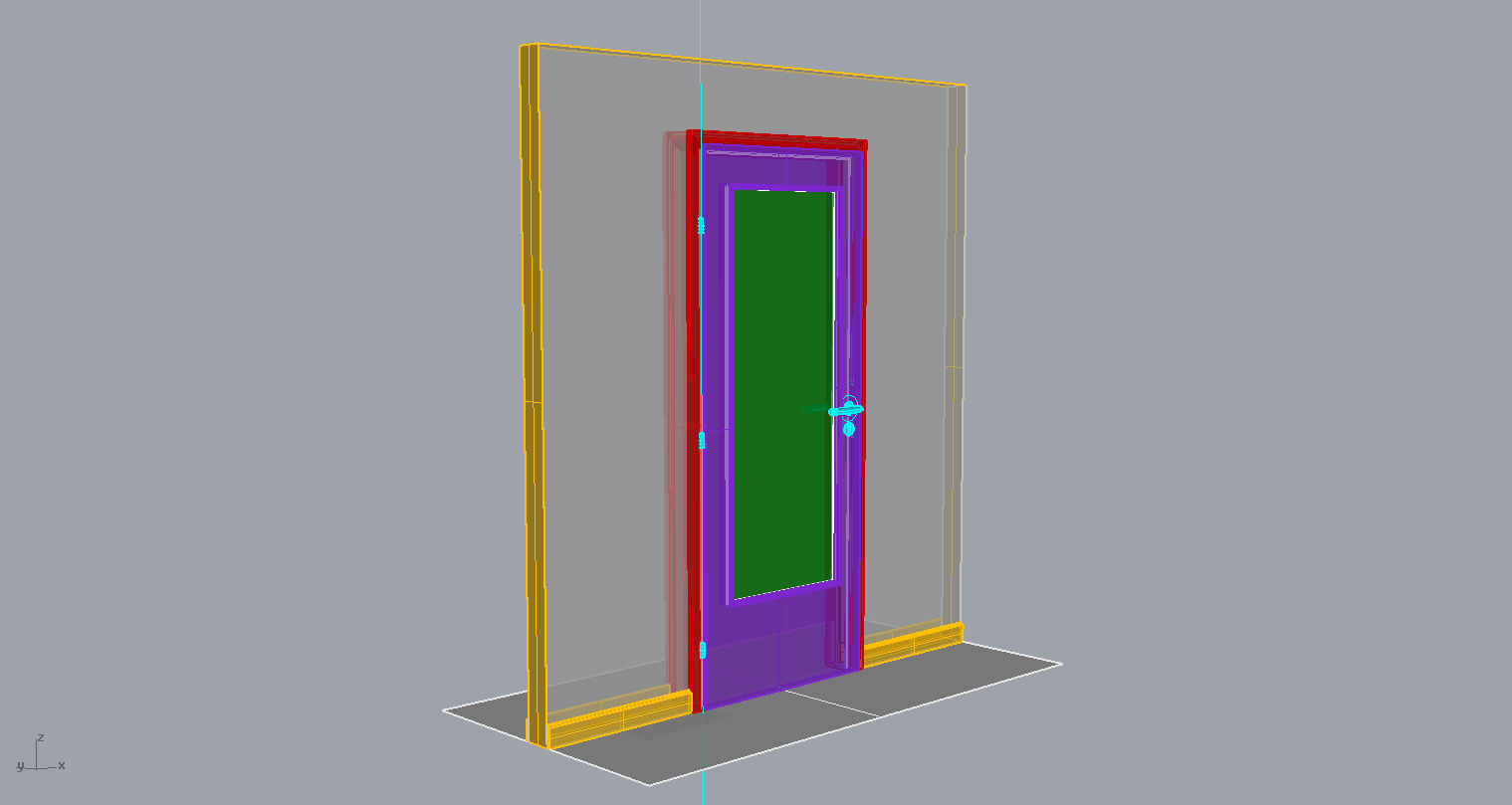 Door set with frame 3D model_50