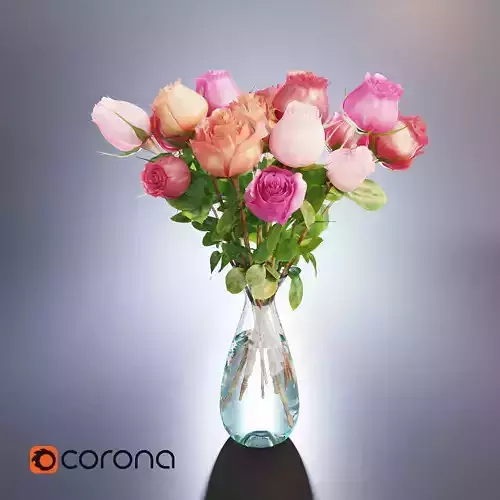 A bouquet of roses in a vase