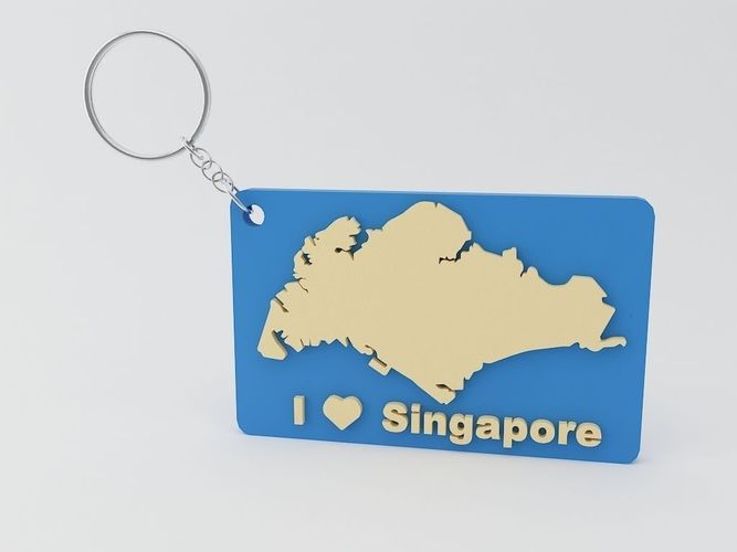 Singapore Keychain 3D Model 3D printable .stl