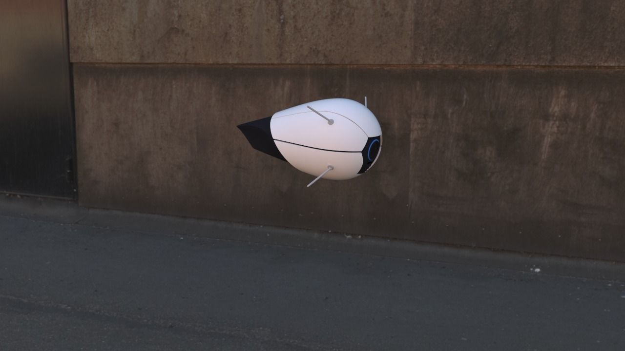 Drone robot helmet on side of wall 3D model