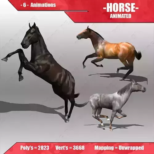 Horse Animated Low-poly 3D model