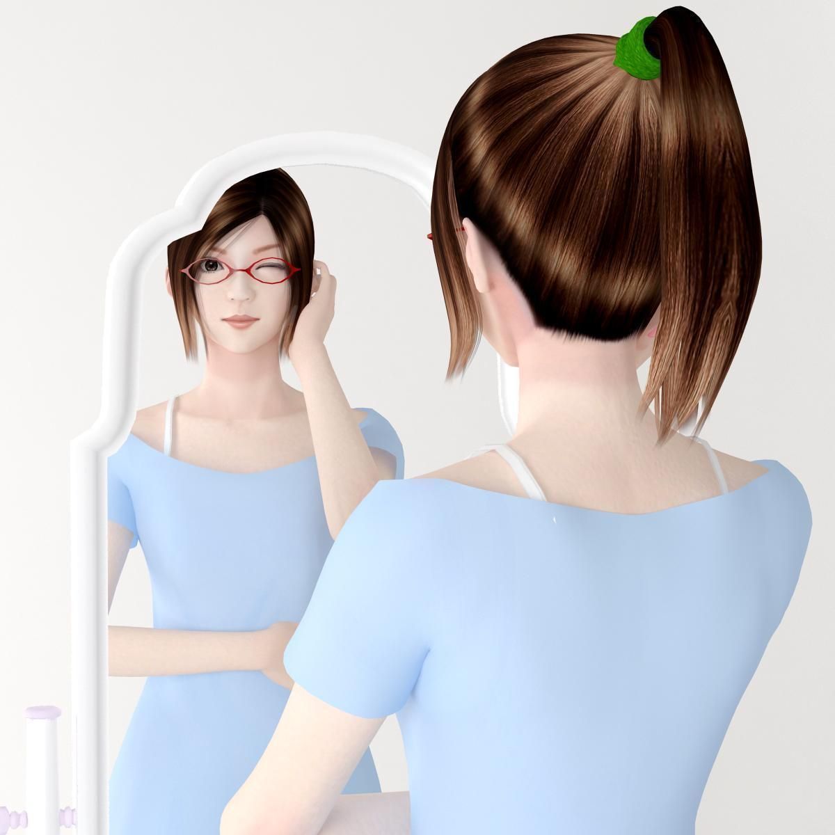 10 poses of Natsumi in blue dress 3D model_17