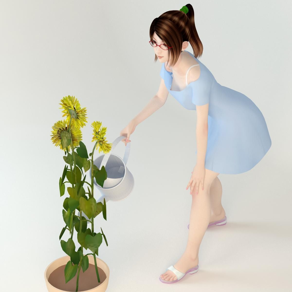 10 poses of Natsumi in blue dress 3D model_22