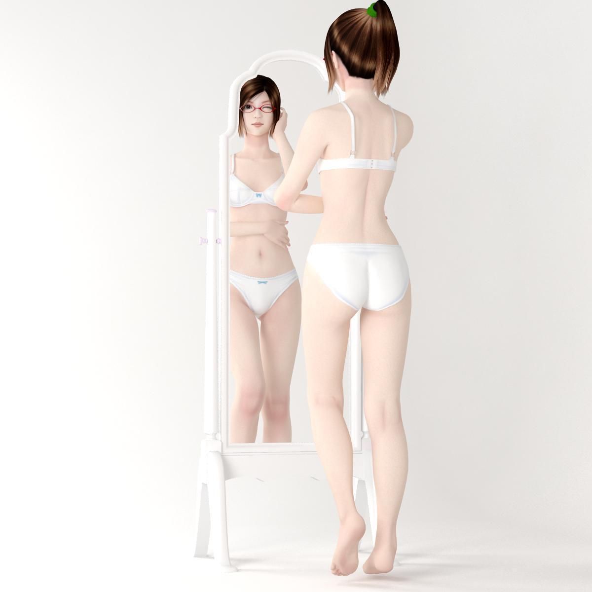 10 poses of Natsumi in blue dress 3D model_19