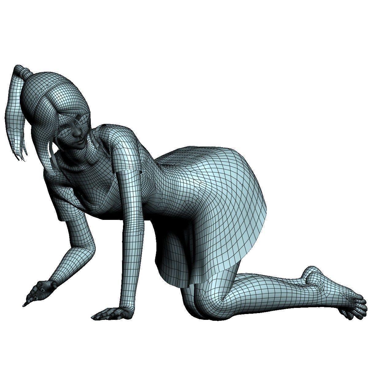 10 poses of Natsumi in blue dress 3D model_50