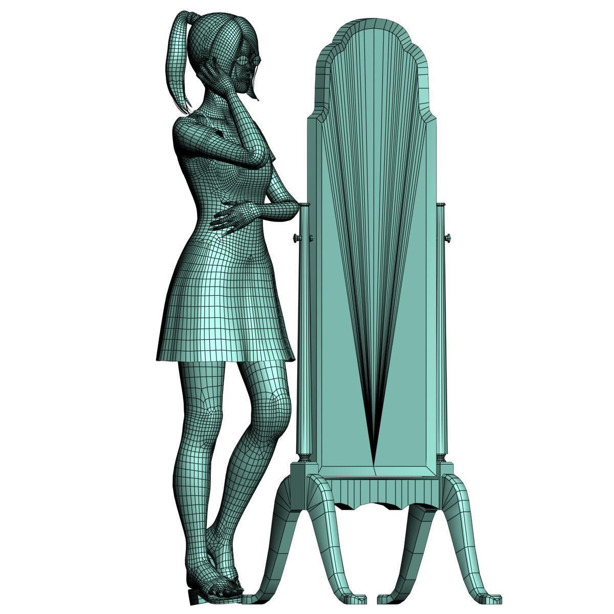 10 poses of Natsumi in blue dress 3D model_46