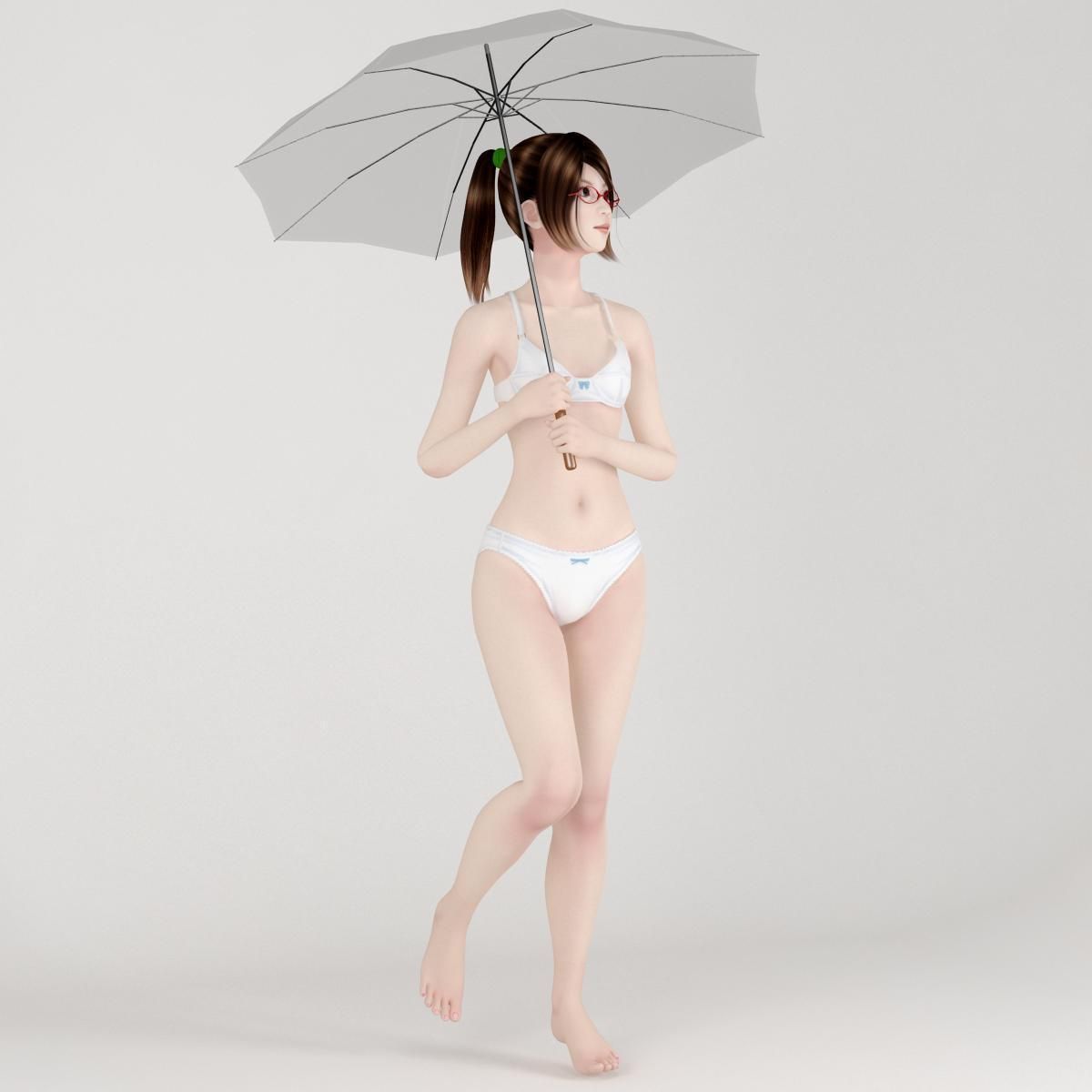 10 poses of Natsumi in blue dress 3D model_3