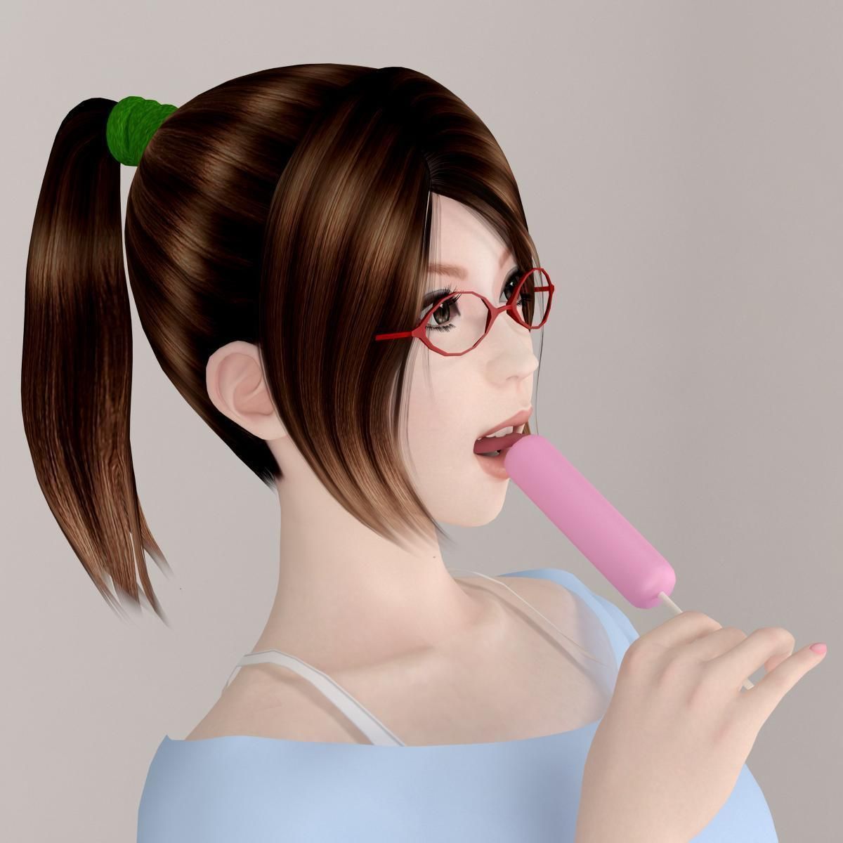 10 poses of Natsumi in blue dress 3D model_37