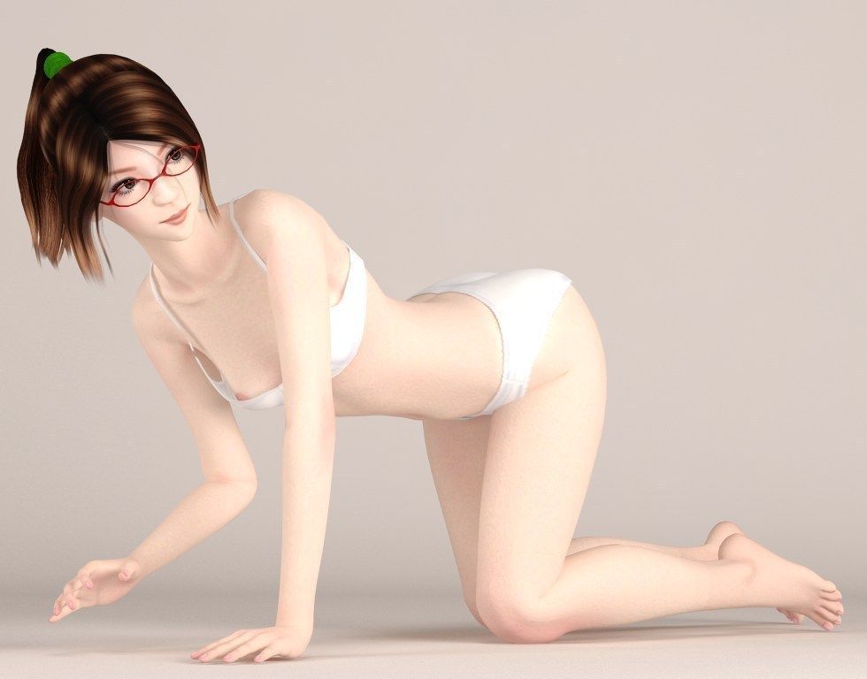 10 poses of Natsumi in blue dress 3D model_15