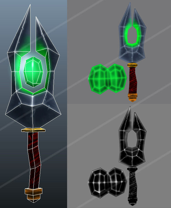 Dagger glowing sword Low-poly 3D model_1