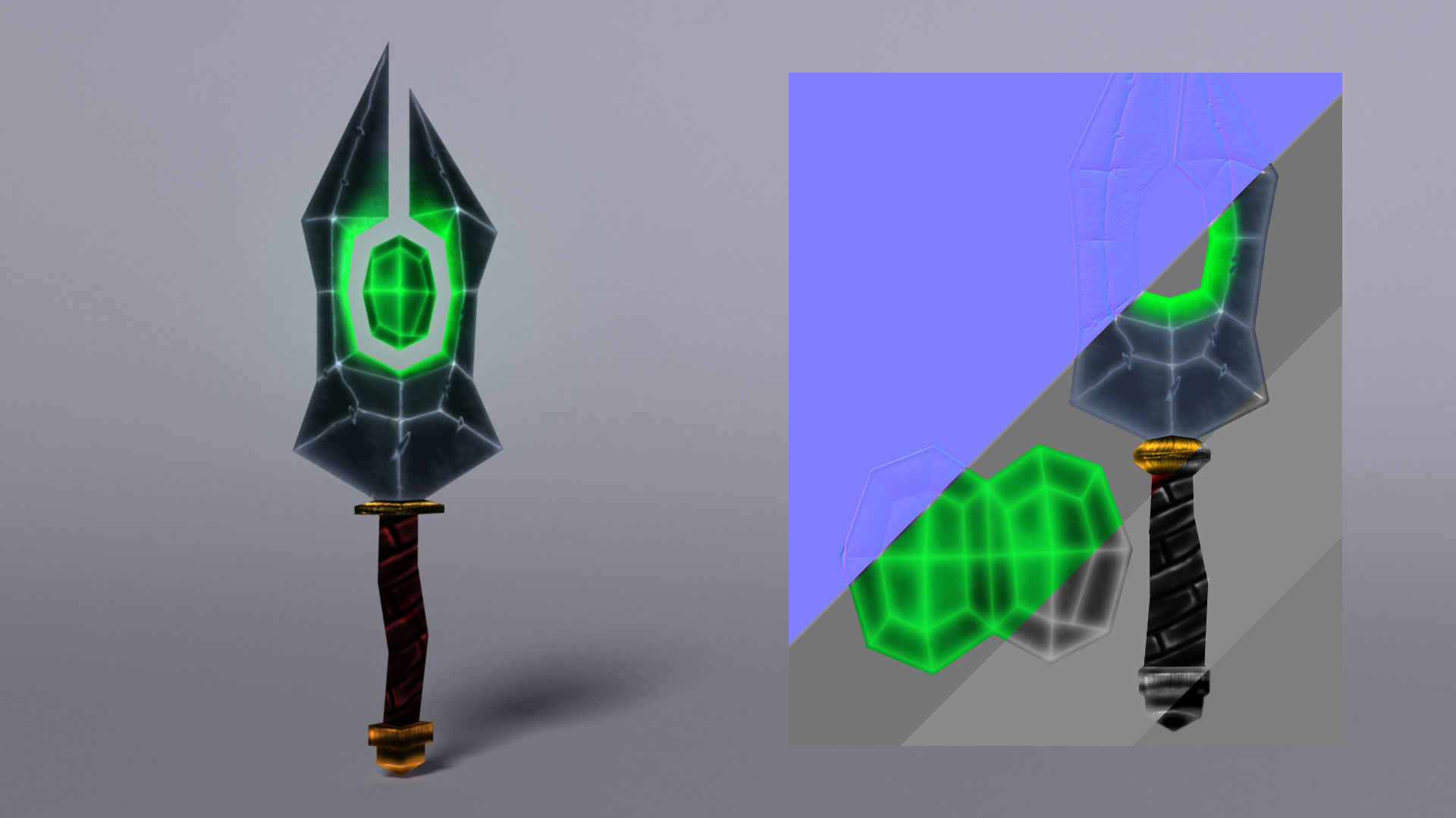 Dagger glowing sword Low-poly 3D model_2