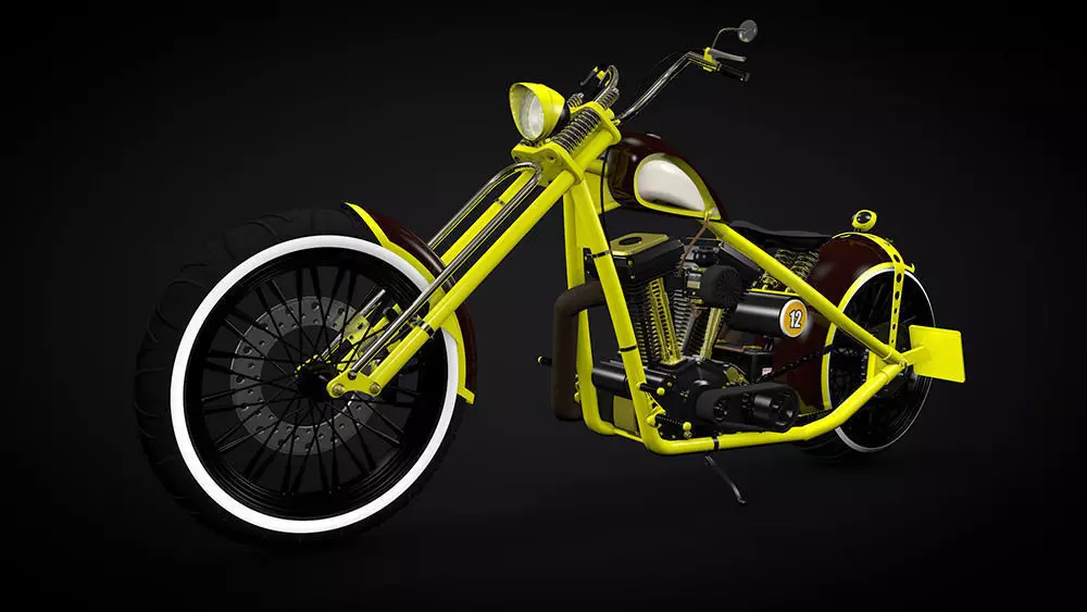 Custom yellow chopper 3D model
