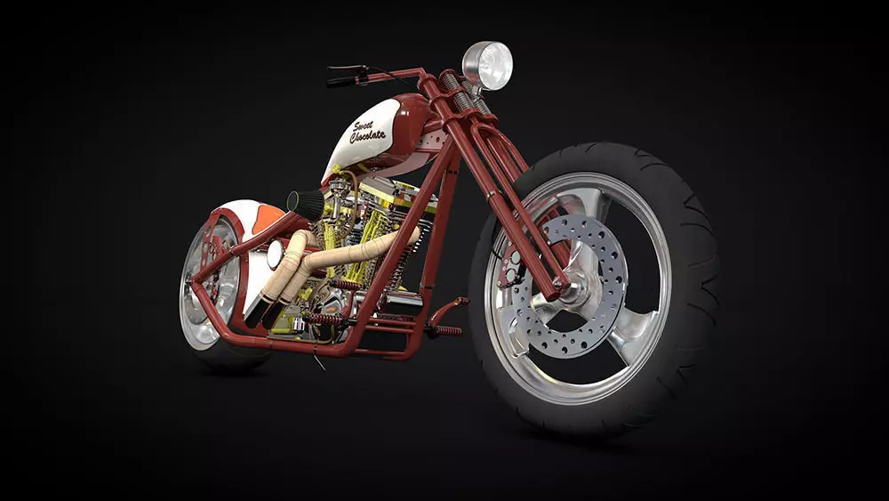 Custom red chopper - High-Poly Resolution 3D model