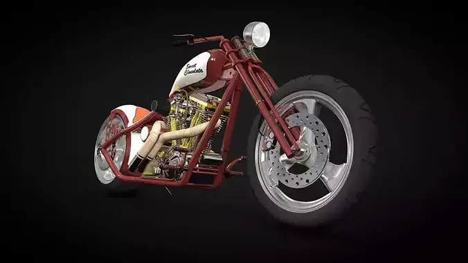Custom red chopper 3D model
