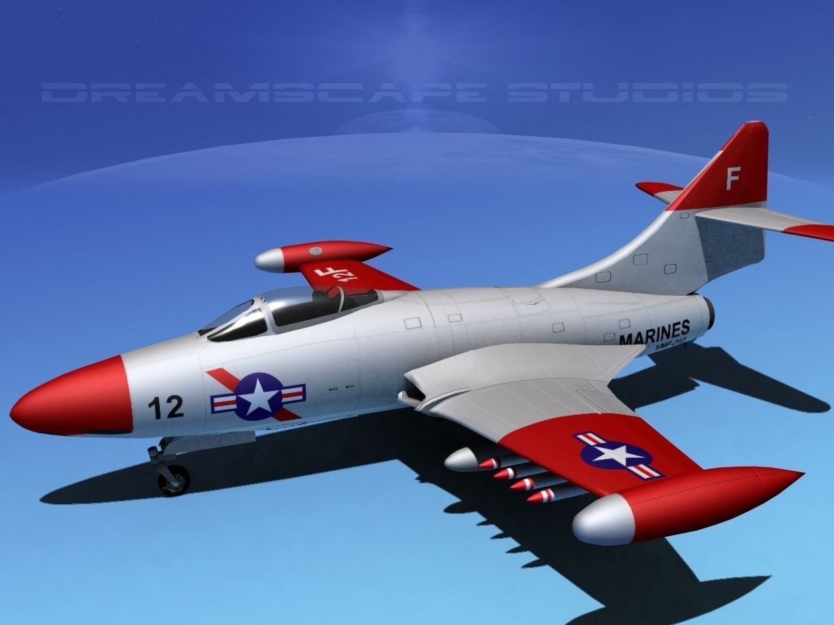 Grumman F9F-5 Panther USMC 4 3D model_9
