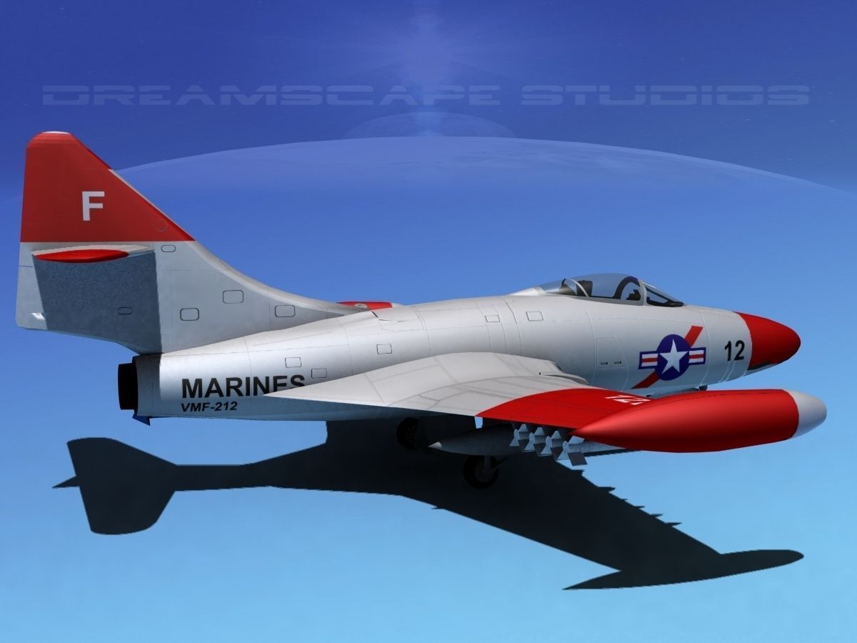 Grumman F9F-5 Panther USMC 4 3D model_4
