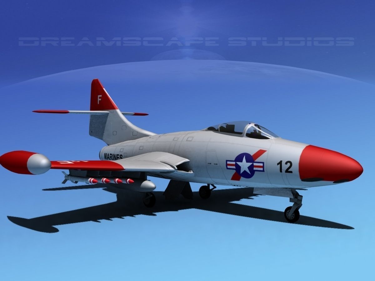 Grumman F9F-5 Panther USMC 4 3D model_2
