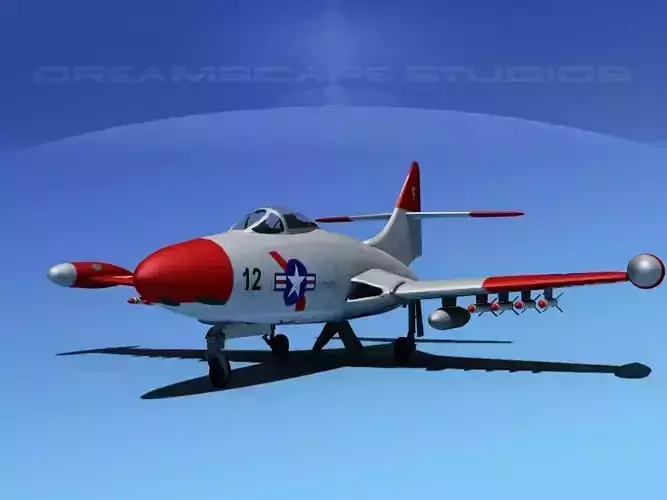 Grumman F9F-5 Panther USMC 4 3D model Grumman F9F-5 Panther USMC 4 3D model