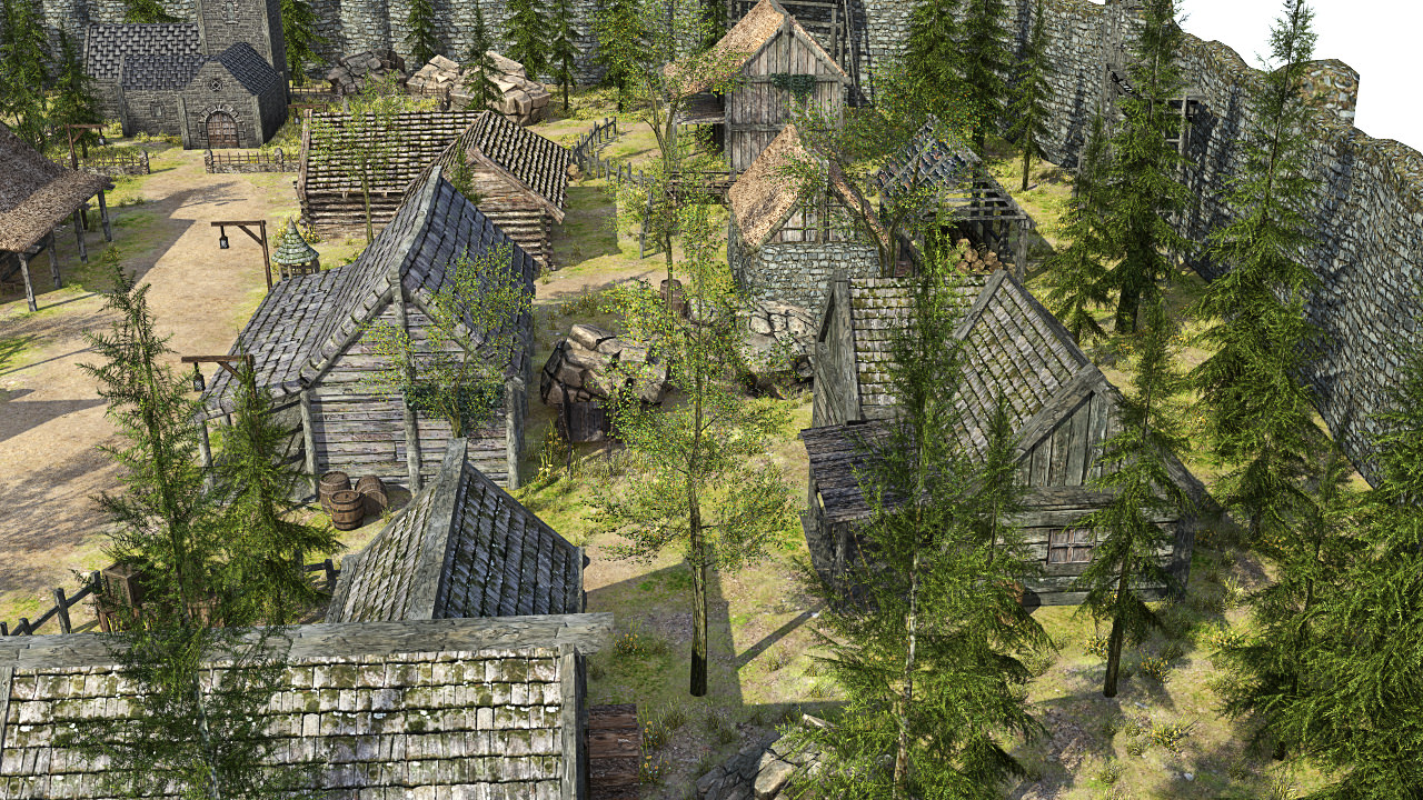 Medieval Fantasy Town Low-poly 3D model_19