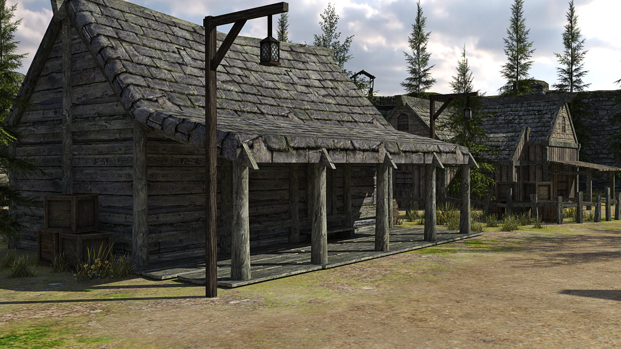 Medieval Fantasy Town Low-poly 3D model_10