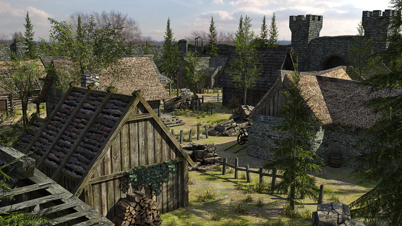 Medieval Fantasy Town Low-poly 3D model_1