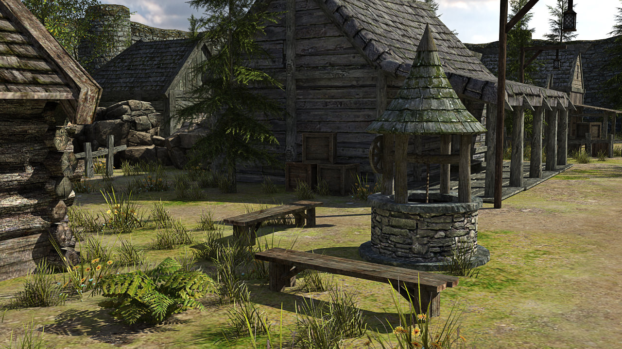 Medieval Fantasy Town Low-poly 3D model_6